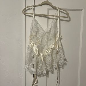 Vintage Tie Back Lace Lingerie Top - image 1